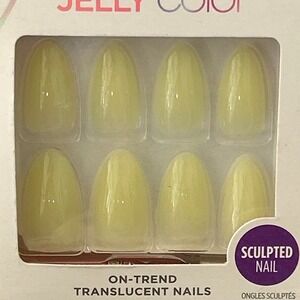 Kiss Gel Fantasy Jelly Color Sculpted Nails Translucent Yellow 28 Ct